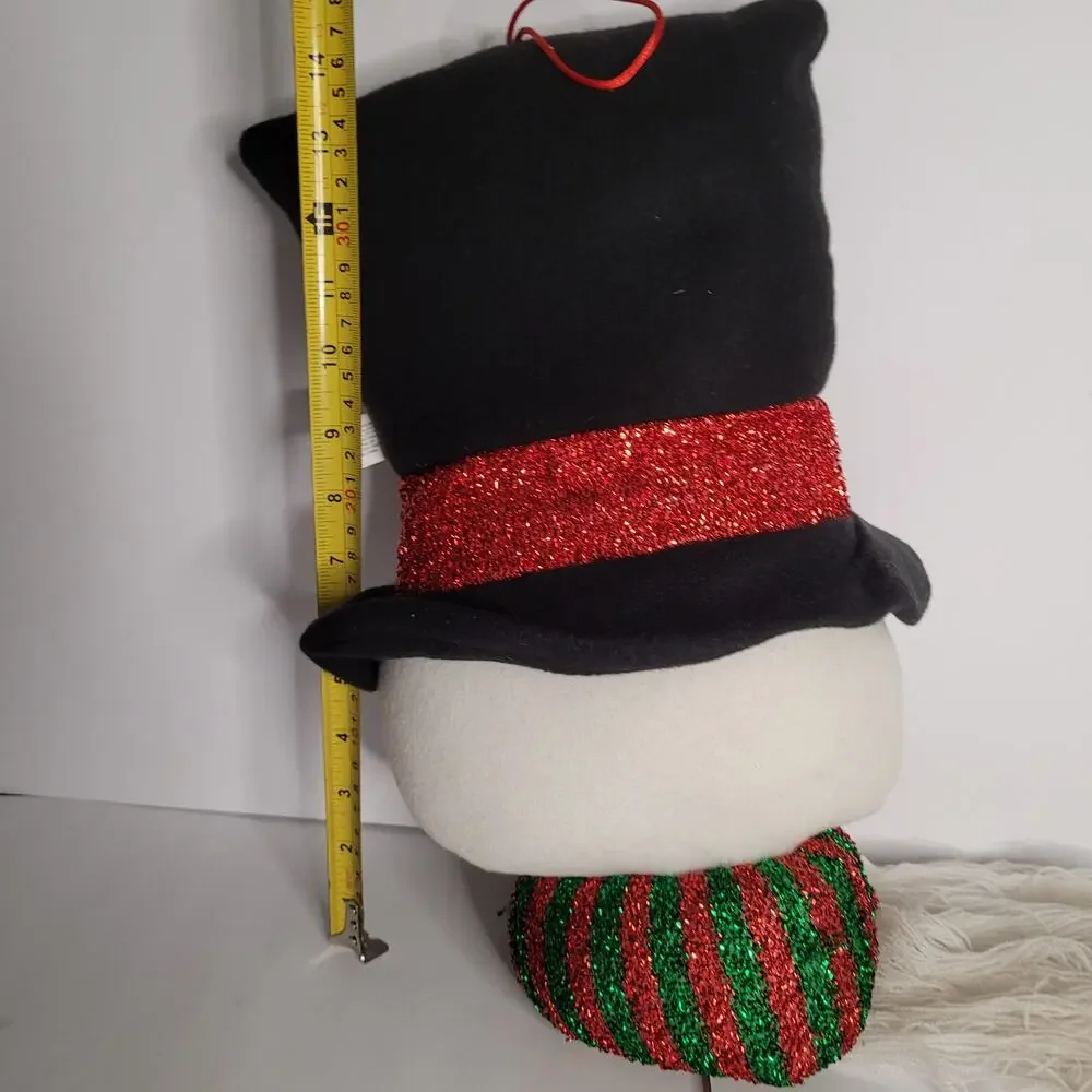 Festive Plush Snowman Head Christmas Decoration